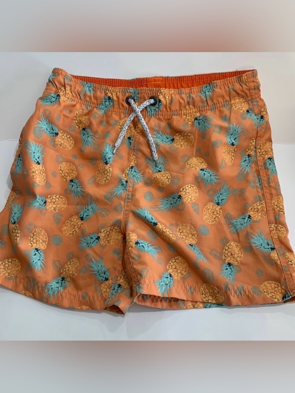 Island Haze Big Boys ORANGE PINEAPPLE SWIM TRUNKS Board Shorts Size 14